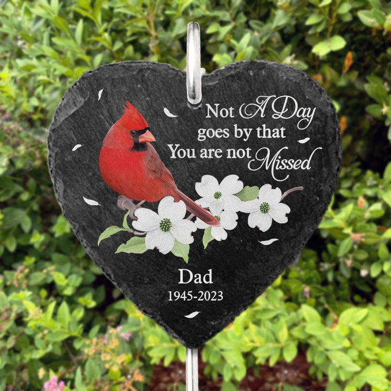 Not A Day Goes By That You Are Not Missed - Memorial Personalized Custom Heart Shaped Memorial Garden Slate & Hook - Sympathy Gift For Family Members