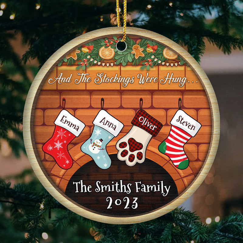 Family Love Grows Warmer At Christmas - Family Personalized Custom Ornament - Ceramic Round Shaped - Christmas Gift For Family Members