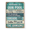 It's Always 5 O'Clock Here - Family Personalized Custom Home Decor Metal Sign - House Warming Gift For Family Members