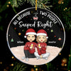 Thanks For Swiping Right - Couple Personalized Custom Ornament - Acrylic Round Shaped - Christmas Gift For Husband Wife, Anniversary