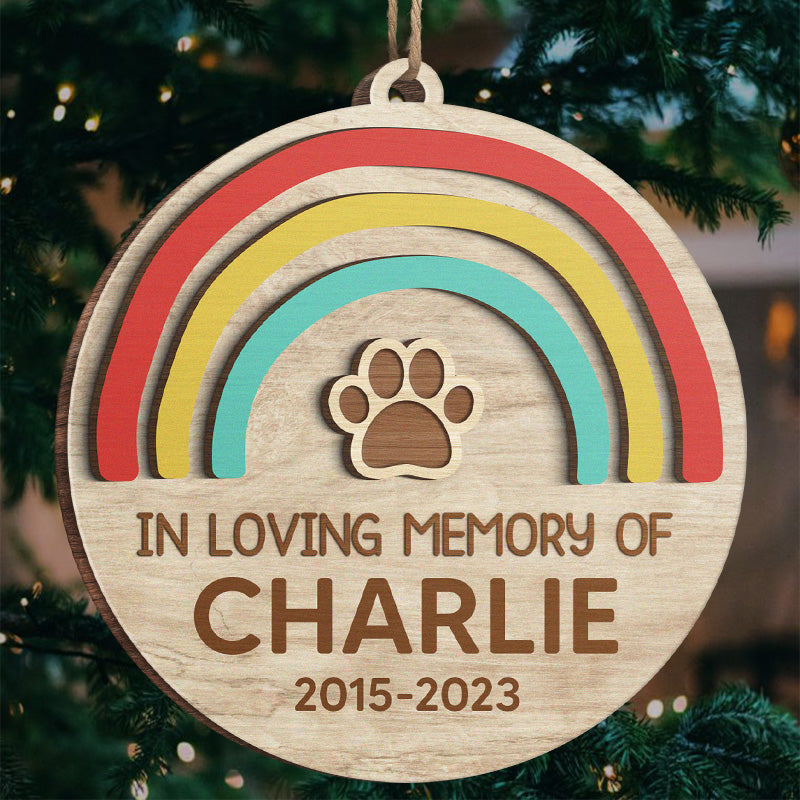 You Left Paw Prints On Our Hearts - Memorial Personalized Custom Ornament - Wood Round Shaped - Christmas Gift, Sympathy Gift For Pet Owners, Pet Lovers