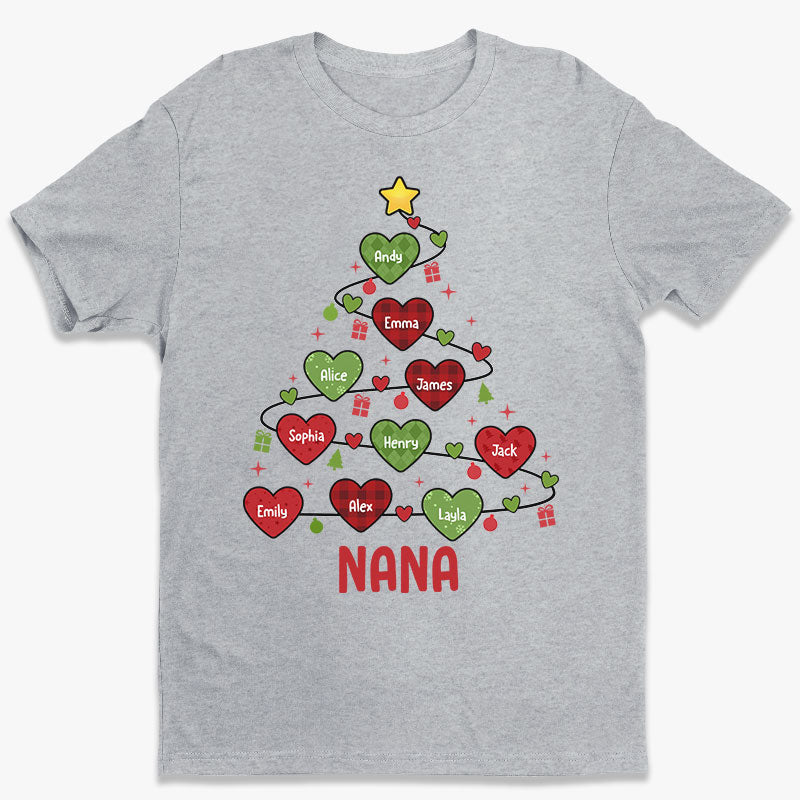 Grandma And Kids Christmas Heart Tree - Family Personalized Custom Unisex T-shirt, Hoodie, Sweatshirt - Christmas Gift For Mom, Grandma