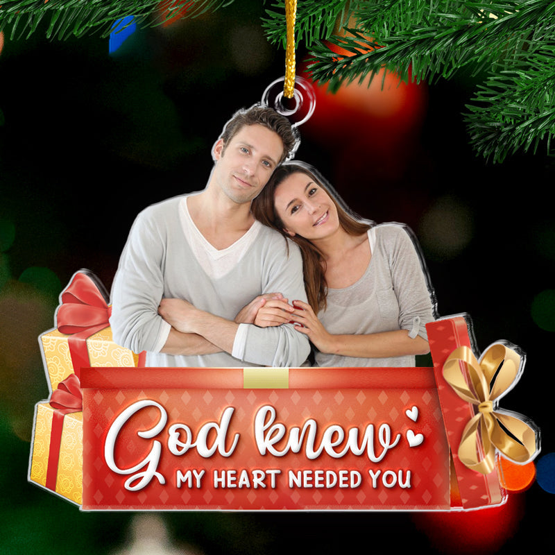 Couple Custom Photo The Christmas Spirit Lives Here - Couple Personalized Custom Ornament - Acrylic Custom Shaped - Christmas Gift For Husband Wife, Anniversary