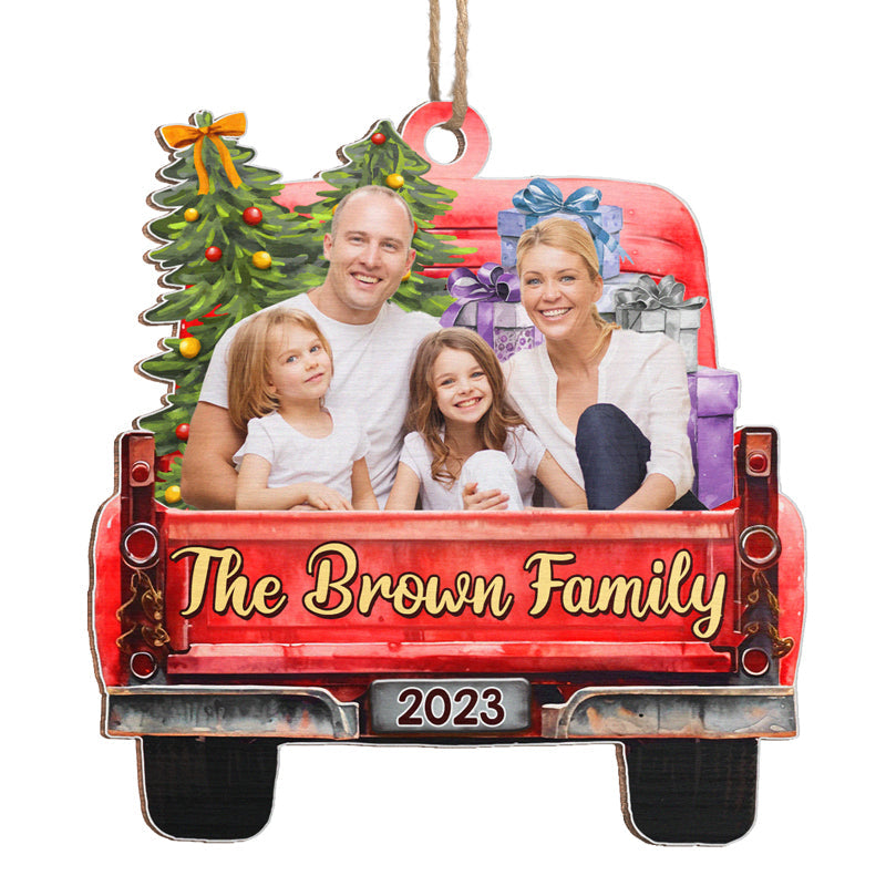 Custom Photo Best Family Ever - Family Personalized Custom Ornament - Wood Car Shaped - Christmas Gift For Family Members