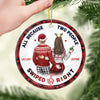 I'm Glad That We Matched - Couple Personalized Custom Ornament - Ceramic Round Shaped - Christmas Gift For Husband Wife, Anniversary