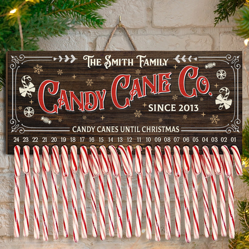 Sweet But Twisted - Family Personalized Custom Candy Christmas Countdown Wooden Sign, Advent Calendar - Christmas Gift For Family Members