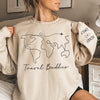 We're On The Vacay Mode - Couple Travel Personalized Custom Unisex Sweatshirt With Design On Sleeve - Holiday Vacation Gift, Gift For Adventure Travel Lovers, Husband Wife, Anniversary
