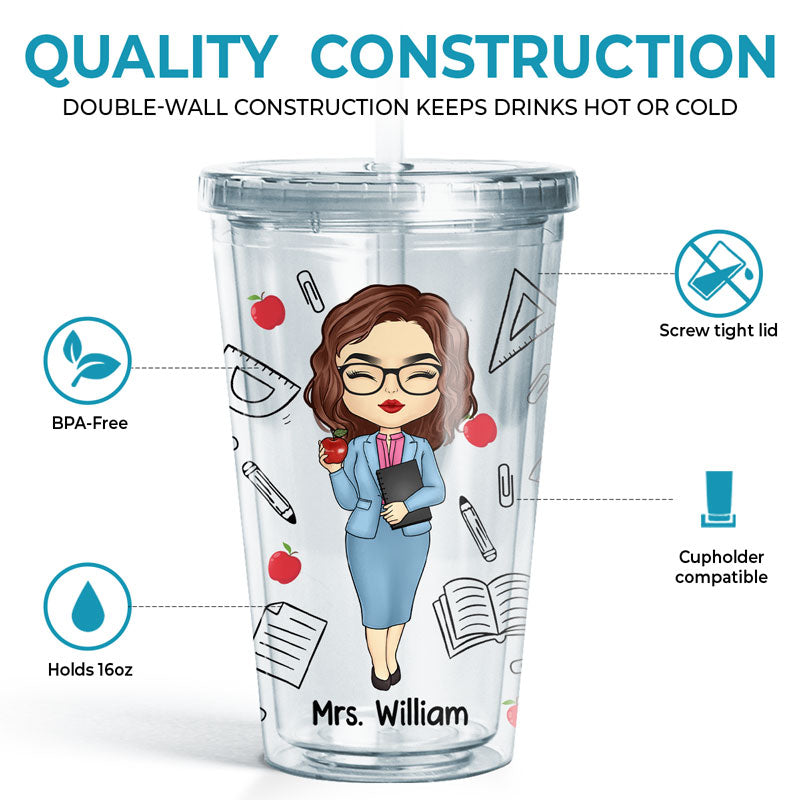 Educator Of Tiny Humans - Teacher Personalized Custom Clear Acrylic Tumbler - Gift For Teacher, Back To School