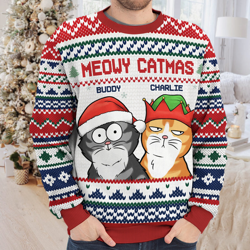 Here Comes Santa Paws - Dog & Cat Personalized Custom Ugly Sweatshirt - Unisex Wool Jumper - Christmas Gift For Pet Owners, Pet Lovers