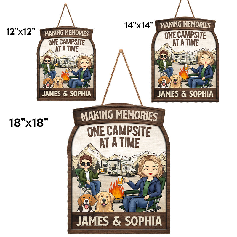 You Me And The Dogs - Camping Personalized Custom Shaped Home Decor Wood Sign - House Warming Gift For Couples, Husband Wife, Camping Lovers, Pet Owners, Pet Lovers
