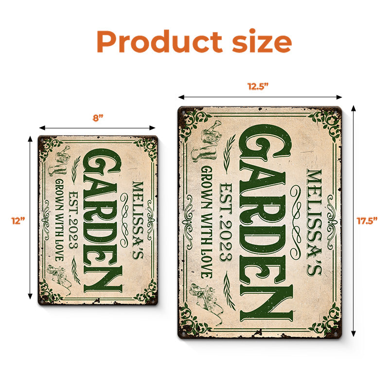 Grown With Love - Garden Personalized Custom Home Decor Metal Sign - House Warming Gift For Gardening Lovers
