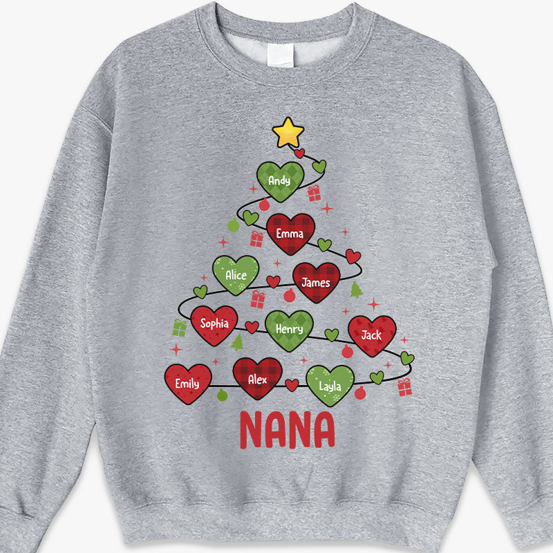 Grandma And Kids Christmas Heart Tree - Family Personalized Custom Unisex T-shirt, Hoodie, Sweatshirt - Christmas Gift For Mom, Grandma