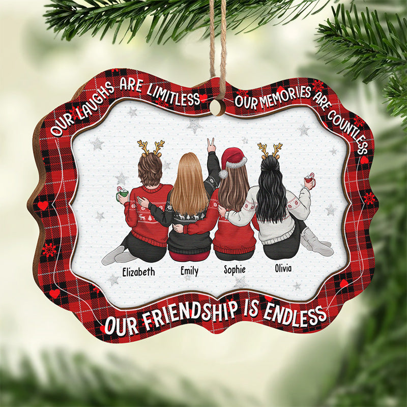 Our Memories Are Countless - Bestie Personalized Custom Ornament - Wood Benelux Shaped - Christmas Gift For Best Friends, BFF, Sisters