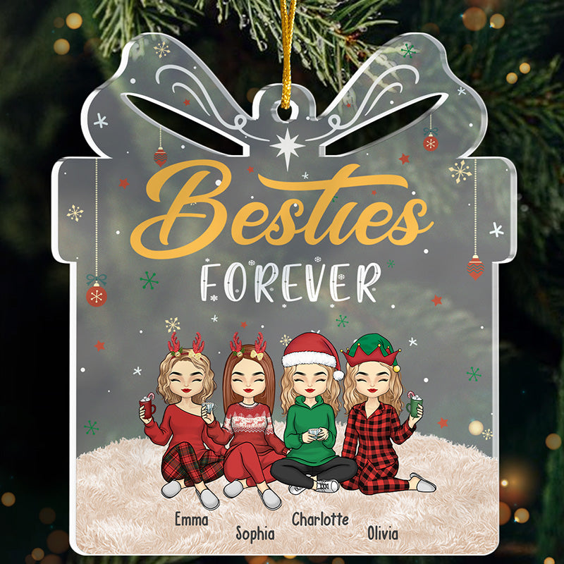 Best Friend Till The End - Bestie Personalized Custom Ornament - Acrylic Gift Box Shaped - Christmas Gift For Best Friends, BFF, Sisters