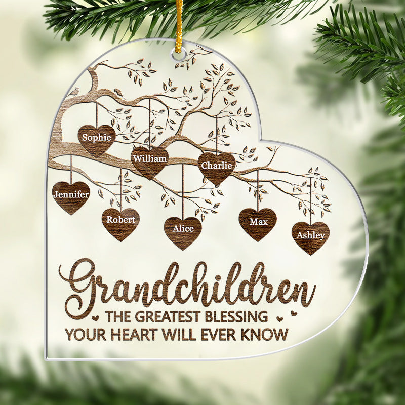 The Greatest Blessing - Family Personalized Custom Ornament - Acrylic Heart Shaped - Christmas Gift For Family Members