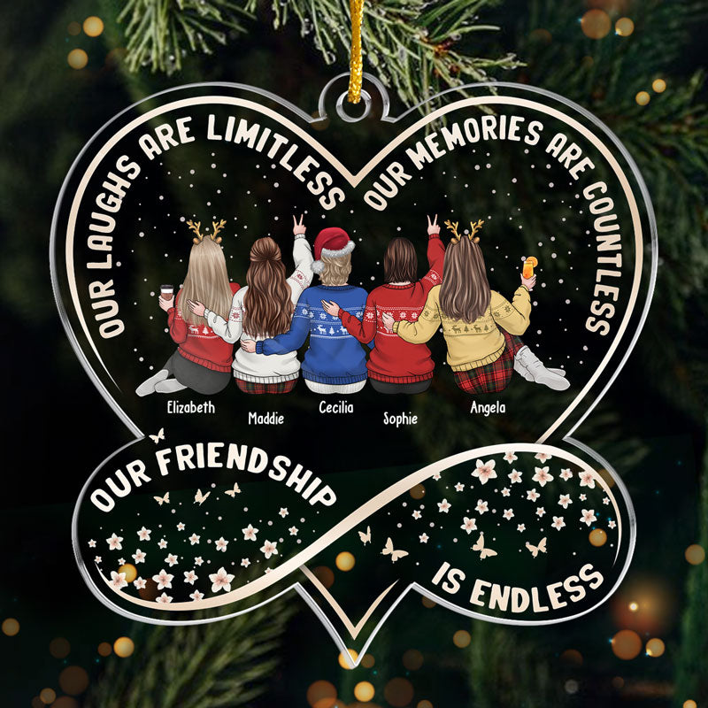 Friends Are Flowers In The Garden Of Life - Bestie Personalized Custom Ornament - Acrylic Infinity Heart Shaped - Christmas Gift For Best Friends, BFF, Sisters