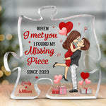 You Are The Missing Piece To My Heart - Couple Personalized Custom Puzzle Shaped Acrylic Plaque - Gift For Husband, Wife, Couple