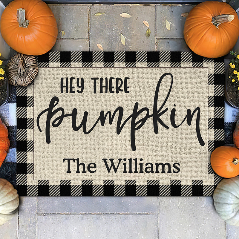 Hey There Pumpkin - Family Personalized Custom Home Decor Decorative Mat - Halloween Gift For Family Members