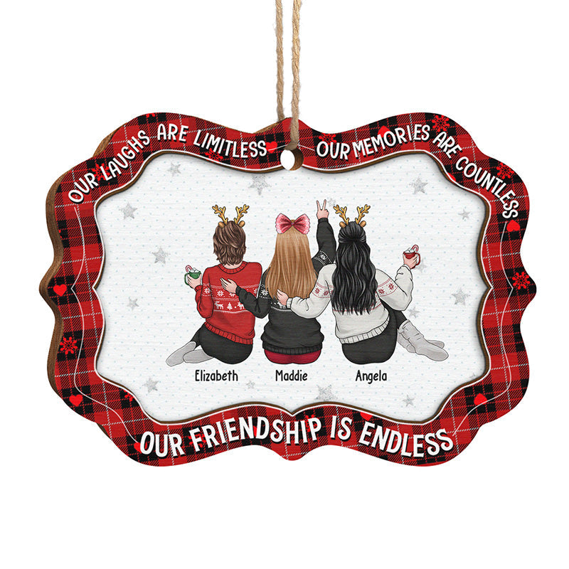 Our Memories Are Countless - Bestie Personalized Custom Ornament - Wood Benelux Shaped - Christmas Gift For Best Friends, BFF, Sisters