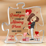 You Are The Missing Piece To My Heart - Couple Personalized Custom Puzzle Shaped Acrylic Plaque - Gift For Husband, Wife, Couple