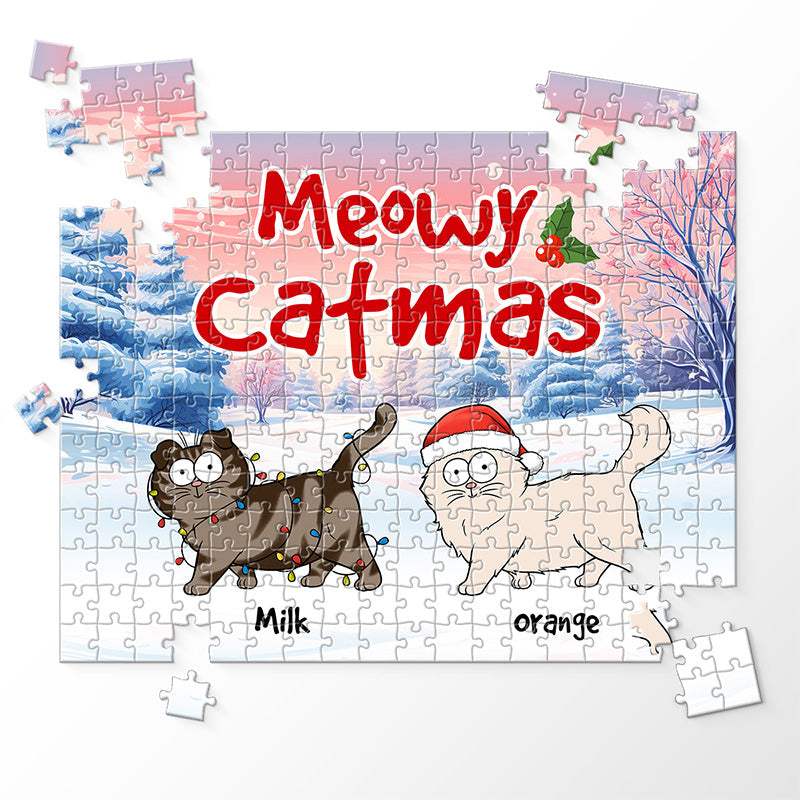 Cats Make The Season Bright - Cat Personalized Custom Jigsaw Puzzle - Christmas Gift For Pet Owner, Pet Lovers