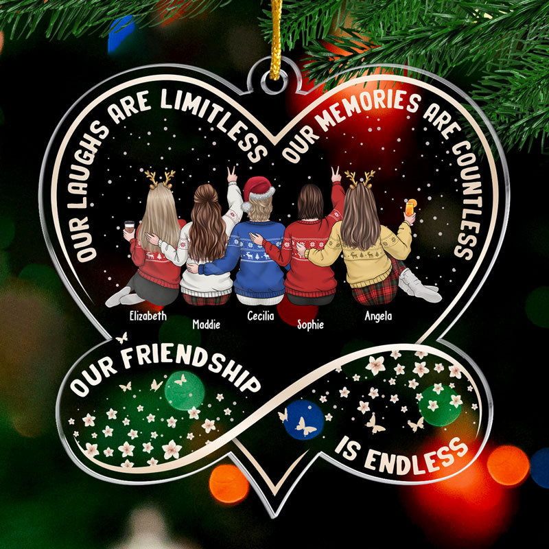 Friends Are Flowers In The Garden Of Life - Bestie Personalized Custom Ornament - Acrylic Infinity Heart Shaped - Christmas Gift For Best Friends, BFF, Sisters