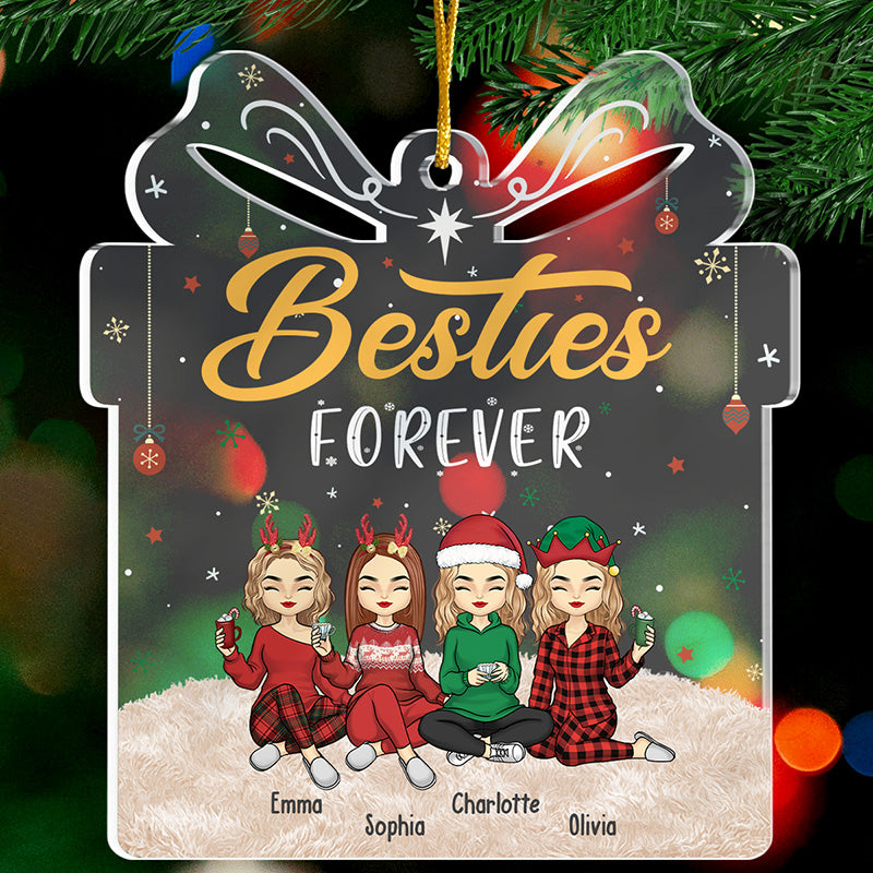 Best Friend Till The End - Bestie Personalized Custom Ornament - Acrylic Gift Box Shaped - Christmas Gift For Best Friends, BFF, Sisters