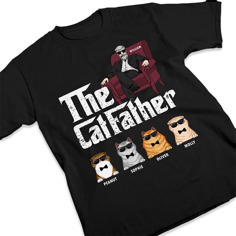The Cat Father Cat Dad In Suit Cool Cats - Gift for Cat Dad - Personalized Unisex T-Shirt, Hoodie