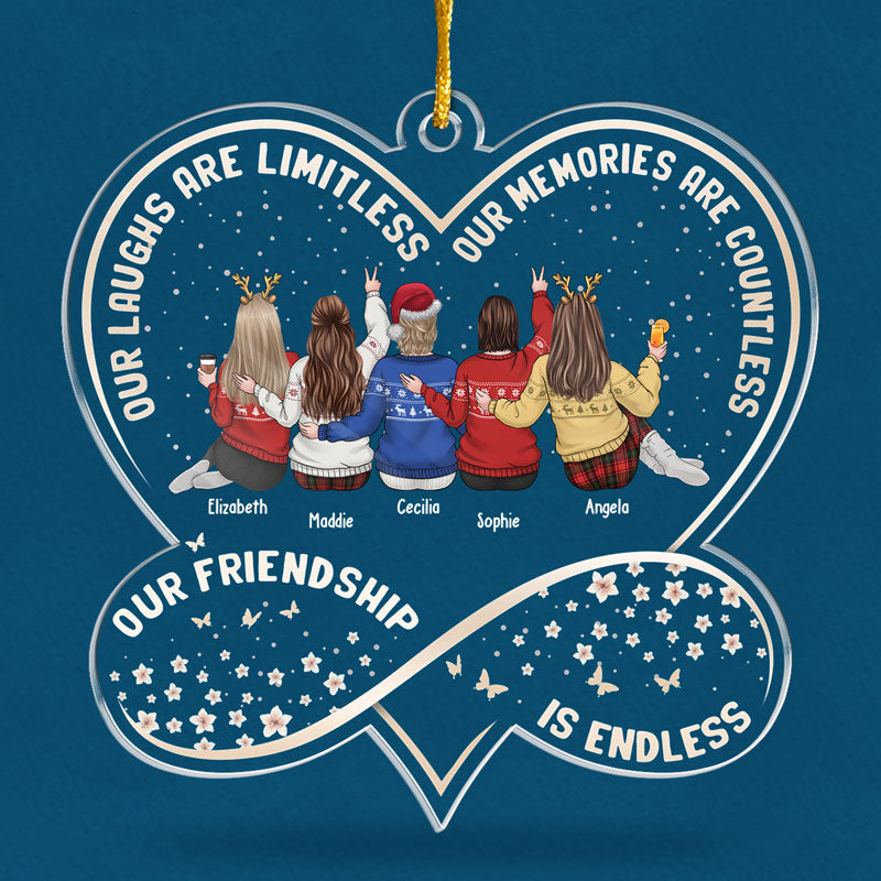 Friends Are Flowers In The Garden Of Life - Bestie Personalized Custom Ornament - Acrylic Infinity Heart Shaped - Christmas Gift For Best Friends, BFF, Sisters