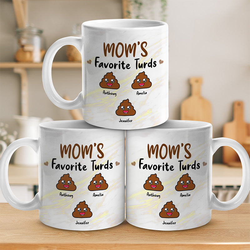 Mom's Favorite Turds - Gift For Mom, Grandma - Personalized Mug