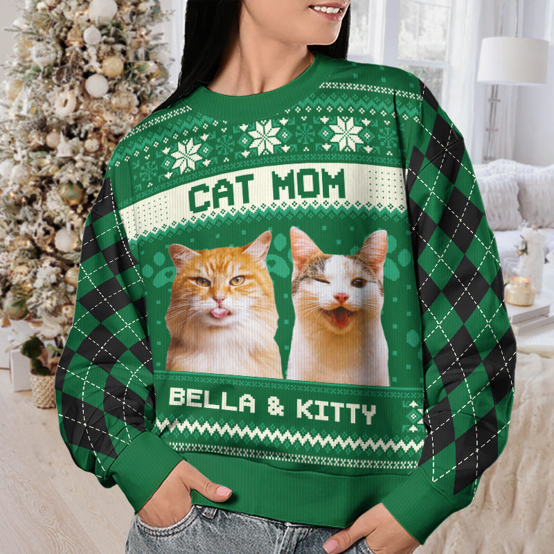 Custom Photo Home Is Where My Cat Is - Cat Personalized Custom Ugly Sweatshirt - Unisex Wool Jumper - Christmas Gift For Pet Owners, Pet Lovers