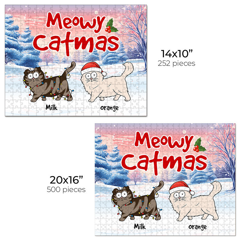 Cats Make The Season Bright - Cat Personalized Custom Jigsaw Puzzle - Christmas Gift For Pet Owner, Pet Lovers