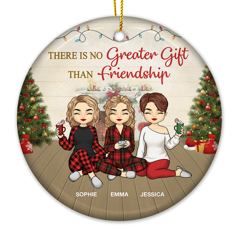 Best Friends Here's To Another Year - Bestie Personalized Custom Ornament - Ceramic Round Shaped - Christmas Gift For Best Friends, BFF, Sisters