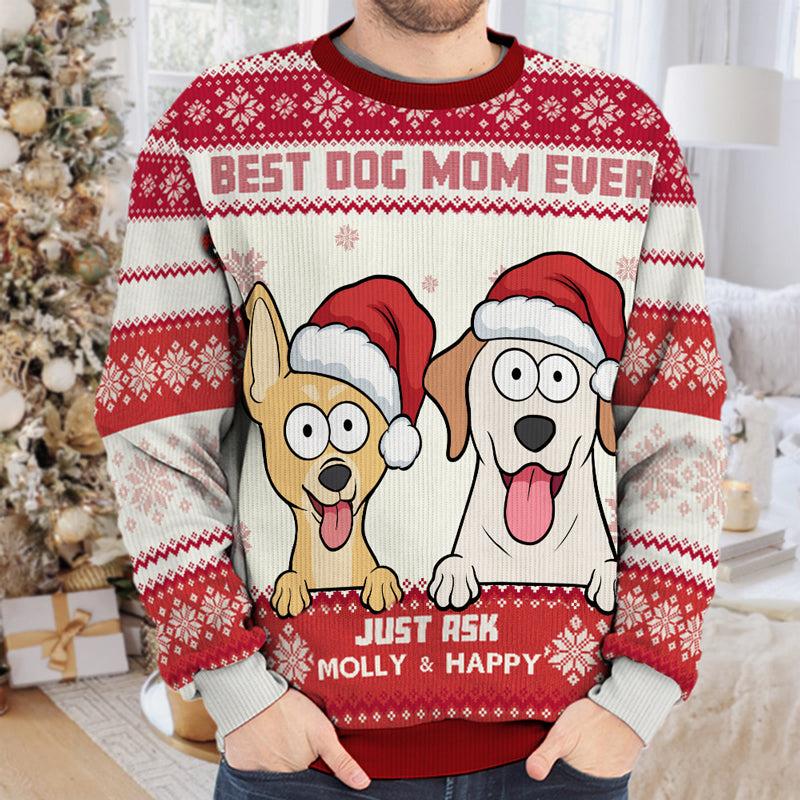 Best Dog Mum Ever - Dog Personalized Custom Ugly Sweatshirt - Unisex Wool Jumper - Christmas Gift For Pet Owners, Pet Lovers