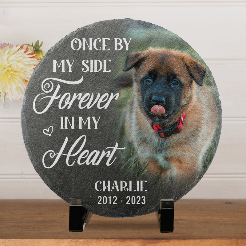 Custom Photo Once By My Side Forever In My Heart - Memorial Personalized Custom Memorial Stone - Sympathy Gift For Pet Owners, Pet Lovers