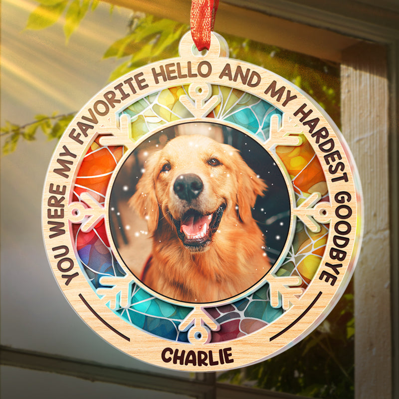 Custom Photo No Longer By My Side, Forever In My Heart - Memorial Personalized Custom Suncatcher Ornament - Acrylic Round Shaped - Sympathy Gift For Pet Owners, Pet Lovers