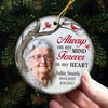 Custom Photo Forever In My Heart - Memorial Personalized Custom Ornament - Ceramic Round Shaped - Christmas Gift, Sympathy Gift For Family Members