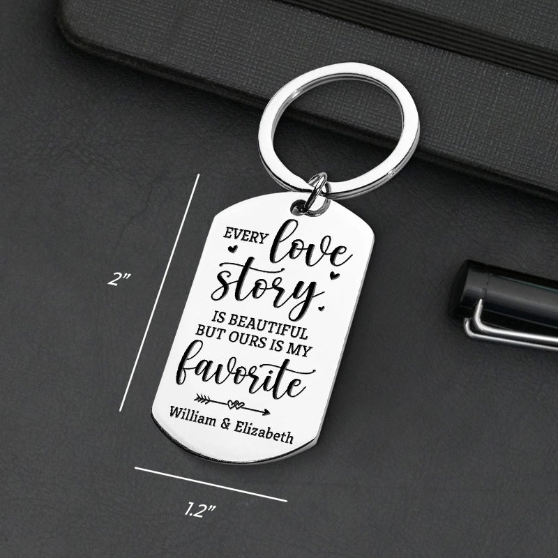 Our Love Story Is My Favorite - Upload Image, Gift For Couples - Personalized Keychain