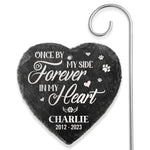 Custom Photo One By My Side Forever In My Heart - Memorial Personalized Memorial Garden Slate & Hook - Memorial Gift, Sympathy Gift For Pet Owners, Pet Lovers