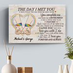 You Complete Me And Make Me A Better Person - Couple Personalized Custom Horizontal Canvas - Gift For Husband Wife, Anniversary, LGBTQ+