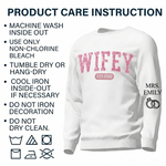 Mrs Est - Couple Personalized Custom Unisex Sweatshirt With Design On Sleeve - Gift For Wife, Bride, Newlyweds