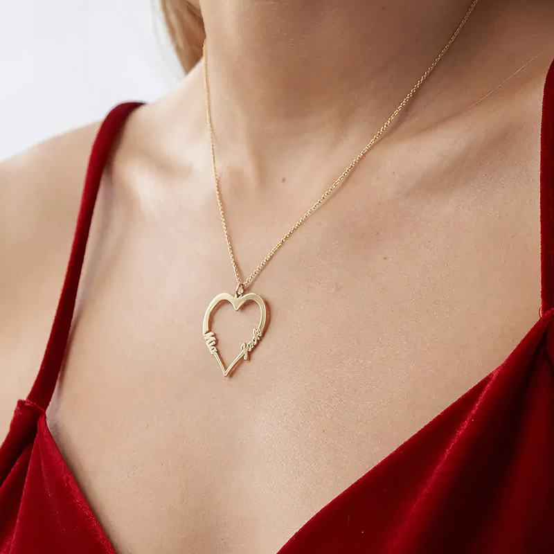 You're My Love, My Everything - Couple Personalized Custom Minimalist Heart Shaped, Text Shaped Name Necklace - Birthday Gift For Wife, Anniversary, Engagement, Wedding, Marriage Gift
