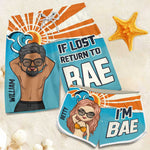 If I'm Lost, Return To My Bae - Funny Personalized Custom Tropical Hawaiian Aloha Couple Beach Shorts - Summer Vacation Gift, Birthday Party Gift For Husband Wife