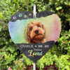 Custom Photo Forever Loved - Memorial Personalized Custom Heart Shaped Memorial Garden Slate & Hook - Sympathy Gift For Pet Owners, Pet Lovers
