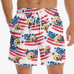 Custom Photo Stars, Stripes & Everything Nice - Dog & Cat Personalized Custom Patriotic Men Beach Shorts - Independence Day, 4th Of July, Summer Vacation Gift, Birthday Party Gift For Pet Owners, Pet Lovers