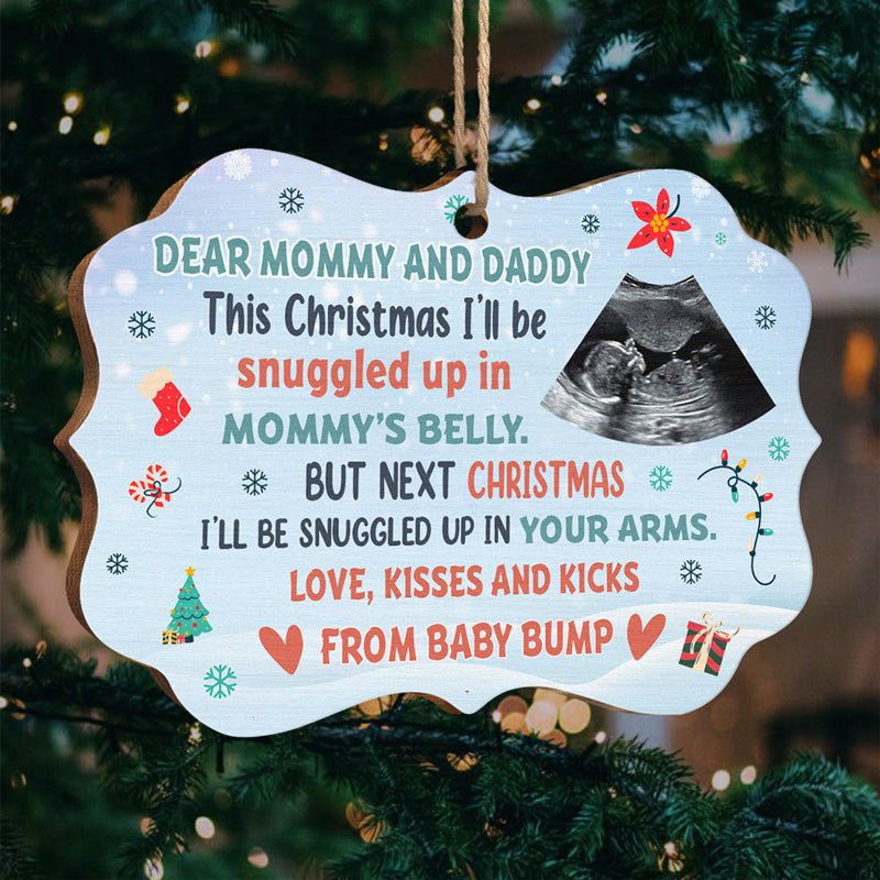 Custom Photo Dear Mom And Dad - Family Personalized Custom Ornament - Wood Benelux Shaped - Christmas Gift For First Mom