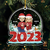 Dating Me Is The Gift This Year - Couple Personalized Custom Ornament - Acrylic Snow Globe Shaped - Christmas Gift For Husband Wife, Anniversary