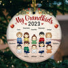 My Grandkids Are My Favorite - Family Personalized Custom Ornament - Ceramic Round Shaped - Christmas Gift For Family Members