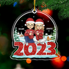 Dating Me Is The Gift This Year - Couple Personalized Custom Ornament - Acrylic Snow Globe Shaped - Christmas Gift For Husband Wife, Anniversary