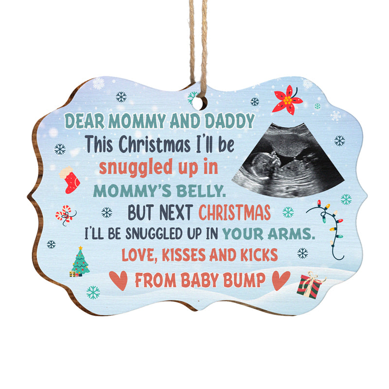 Custom Photo Dear Mom And Dad - Family Personalized Custom Ornament - Wood Benelux Shaped - Christmas Gift For First Mom